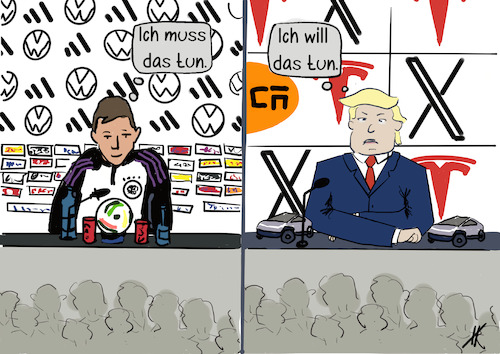 Cartoon: Werbung (medium) by Gabi Horvath tagged usa,präsident,trump,werbung,tesla,show,musk,usa,präsident,trump,werbung,tesla,show,musk