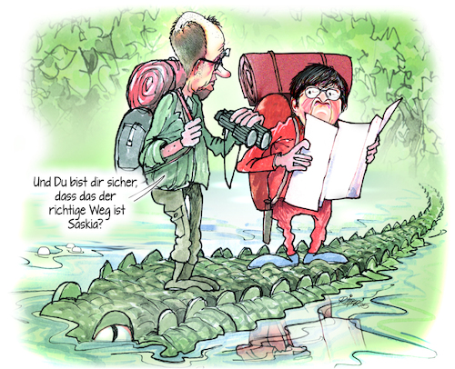 Cartoon: Expedition (medium) by Ritter-Cartoons tagged verhandlungen,finanzpaket,verhandlungen,finanzpaket