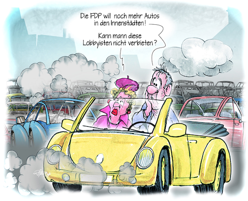 Cartoon: Fdp will mehr Autos in den Innen (medium) by Ritter-Cartoons tagged fdp,fdp