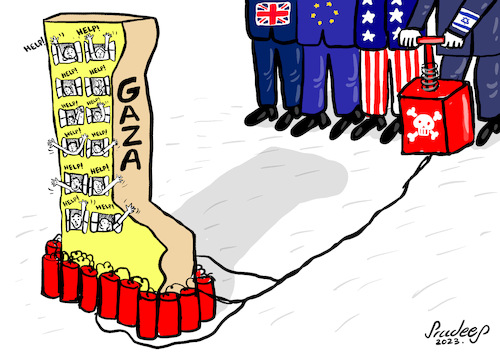 Genocide in Palestine By Pradeep cartoon | Politics Cartoon | TOONPOOL