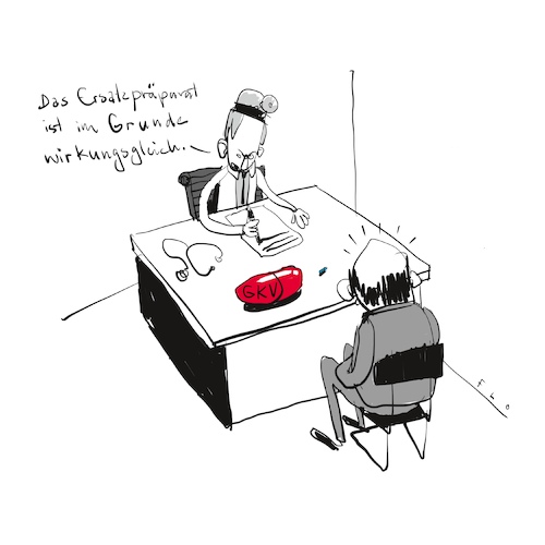 Cartoon: Ersatzpräparat (medium) by F L O tagged ersatzpräparat,krankenkasse,privat,gesetzlich,arzt,doktor,medizin,ersatzpräparat,krankenkasse,privat,gesetzlich,arzt,doktor,medizin