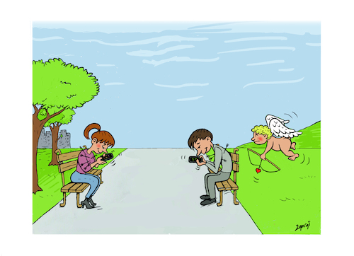 Cartoon: mobile phone (medium) by Zeynep Gargi tagged eros