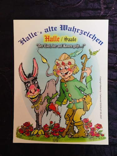Cartoon: Postkarte Halle (medium) by Cartoon_EGON tagged halle,originale,rosen,esel