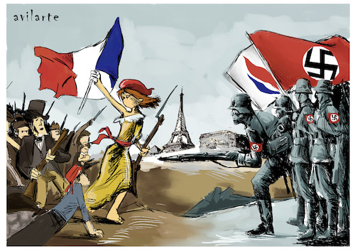 Cartoon: Batalla Final (medium) by Avilarte tagged francia,elecciones,ultraderecha