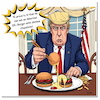 Cartoon: Bad table manners (small) by A Human tagged inauguration,trump,usa,china,xijinping,hamburger,xxl,chopsticks,donald,politics,tablemanners