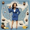 Blue Coconution (small) Cartoon: Blue Coconution (small) by A Human tagged kamala,harris,democrat,democrats,blue,republican,republicans,red,coconut,coconuts,usa,whitehouse,president,presidency,midterm,election,seats,biden,bbc