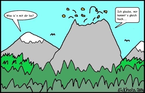 Cartoon: Mir kommts gleich hoch... (medium) by Schwabbel tagged vulkan,übelkeit,magma,lava,natur,gebirge,vulkane,erde