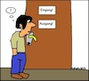 Cartoon: Verwirrung... (small) by Kruscha tagged verwirrung,schild,eingang,ausgang