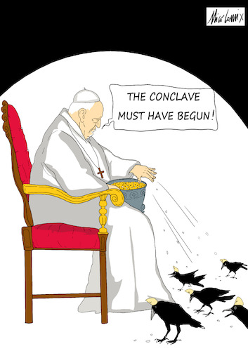 Cartoon: The conclave must have begun (medium) by Nicocomix tagged pope,francesco,francisco,francis,vatican,rome,conclave