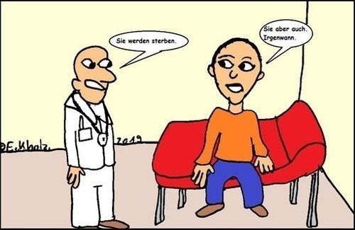 Cartoon: Sie werden sterben... (medium) by Hobbyzeichner tagged patient,arzt,sterben,tod,krankheit,leiden,krebs,gesundheit