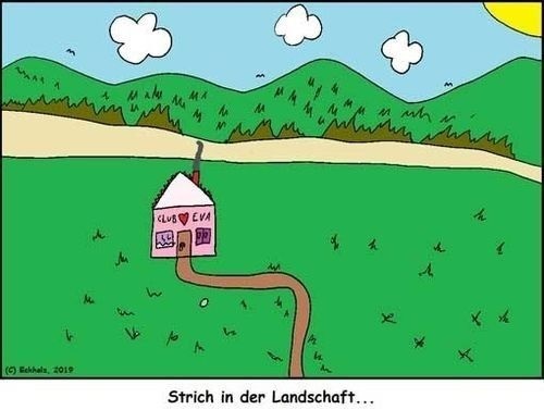 Cartoon: Strich in der Landschaft... (medium) by Hobbyzeichner tagged strich,landschaft,rotlicht,bordell,liebe,erotik,berge,bergland,gebirge,natur,prostitution