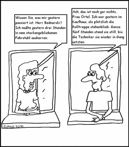 Cartoon: 3 Stunden - 5 Stunden (medium) by Schmierfink tagged mann,frau,gespräch,gesellschaft,ignoranz,stillstand,störung,mobilität,stunden,warten