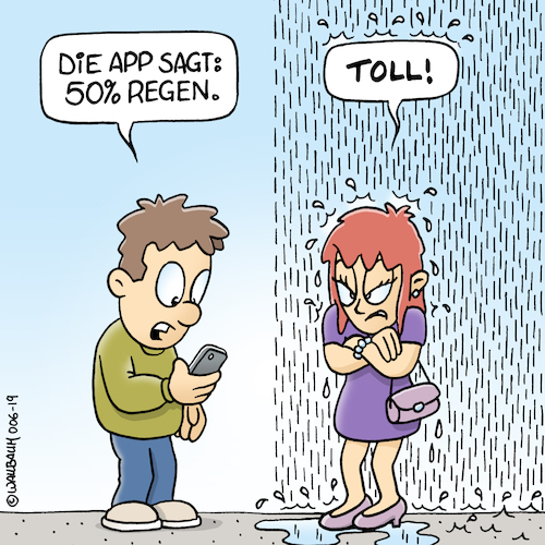 Cartoon: Fünfzig Prozent Regen (medium) by Rovey tagged regen,fünfzig,prozent,50,wetterapp,wetter,app,wettervorhersage,wetterbericht,regenwetter,regenwahrscheinlichkeit,klima,mann,frau,geschlechter,trocken,nass,im,stehen,lassen,handy,smartphone,paar,ehepaar,nässe,durchnässt,glück,pech,sauer,ärgerlich,unzufrieden,technik,abhängigkeit,zuverlässig,online,internet,web,regen,fünfzig,prozent,50,wetterapp,wetter,app,wettervorhersage,wetterbericht,regenwetter,regenwahrscheinlichkeit,klima,mann,frau,geschlechter,trocken,nass,im,stehen,lassen,handy,smartphone,paar,ehepaar,nässe,durchnässt,glück,pech,sauer,ärgerlich,unzufrieden,technik,abhängigkeit,zuverlässig,online,internet,web