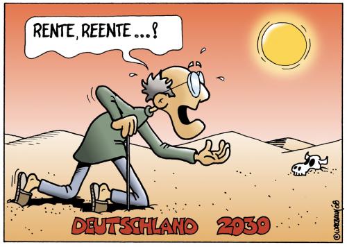 Cartoon: Rente 2030 (medium) by Rovey tagged age,alter,rente,altersvorsorge,zukunft,demografie,,rente,altersvorsorge,leben,alt,alter,zukunft,bedürfnis,gesellschaft,mittag,vorsorge,angst,sonne,hitze,wüste,sahara,deutschland,2030,betteln,halluzination,opa,rentner,ältere,altersgeld,altersversorgung,arbeitsmarkt,frührente,gebrechen,greisenalter,großeltern,großmutter,großvater,lebensabend,lebensabschnitt,oma,pension,pensionär,private altersversorgung,rente gehen,rentenempfänger,rentenversicherung,rentnerin,riesterrente,ruhestand,private,gehen,generation,generationen