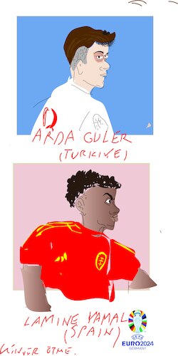 Cartoon: Arda Guler and Lamine Yamal (medium) by gungor tagged two,players,from,euro,cup,2024,two,players,from,euro,cup,2024
