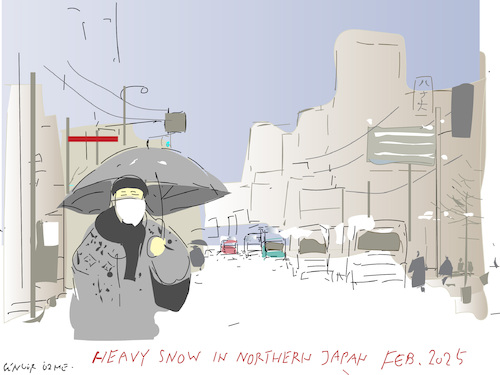 Cartoon: Heavy snowfall in Japan 2025 (medium) by gungor tagged record,snowfell,in,japan,2025,record,snowfell,in,japan,2024