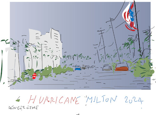 Cartoon: Hurricane Milton 2024 (medium) by gungor tagged hurrcane,miton,at,florida,2024,hurrcane,miton,at,florida,2024