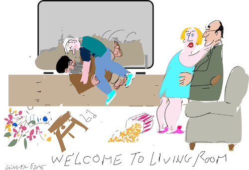 Cartoon: Living Room (medium) by gungor tagged living,room,and,toxic,televisio,living,room,and,toxic,television