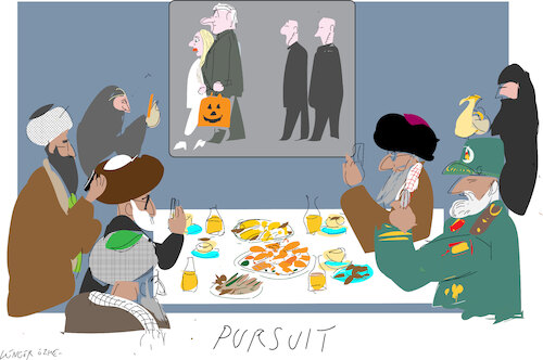 Cartoon: Pursuit (medium) by gungor tagged pursuit,for,netanyahu,pursuit,for,netanyahu