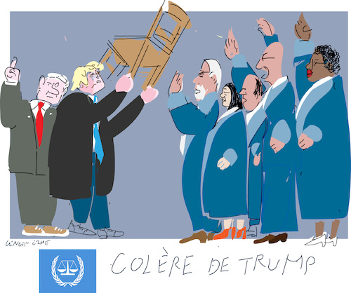 Cartoon: Sanctions against ICC (medium) by gungor tagged trump,versus,icc,trump,versus,icc