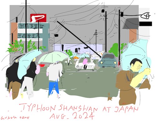 Cartoon: Typhoon Shanshan at Japan (medium) by gungor tagged typhoon,shanshan,at,japan,typhoon,shanshan,at,japan