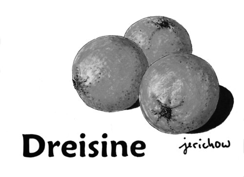 Cartoon: Dreisine grau (medium) by jerichow tagged missverständnis,db,zitrusfrüchte,pflanzen,wortspiel,satire,obst,drei,apfelsine,orange,draisine,draisine,orange,apfelsine,drei,obst,zitrusfrüchte,missverständnis,pflanzen,frucht,früchte