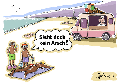 Cartoon: Eiscreme (medium) by jerichow tagged eis,eiscreme,strand,arschgesicht,arsch,streiche,bikini,eis,eiscreme,strand,arschgesicht,arsch,streiche,bikini