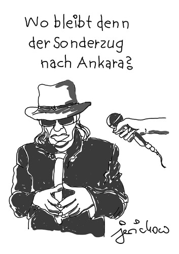 Cartoon: Sonderzug nach Ankara (medium) by jerichow tagged is,gaspipeline,meinungsfreiheit,merkel,zdfneo,extra3,flüchtlingsdeal,botschafter,pressefreiheit,erdogan,böhmermann,jan,jan,böhmermann,erdogan,pressefreiheit,botschafter,flüchtlingsdeal,extra3,zdfneo