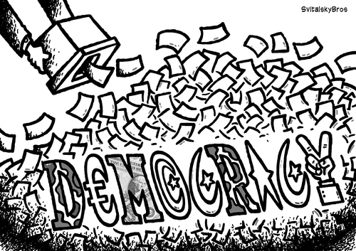 Democracy after election BW By svitalsky | Politics Cartoon | TOONPOOL