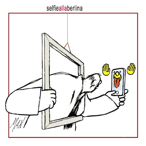 Cartoon: selfie alla berlina (medium) by Enzo Maneglia Man tagged vignetta,umorismo,grafico,senza,parole,illustrazioni