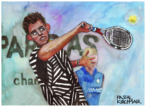 Cartoon: Dominic Thiem (medium) by Pascal Kirchmair tagged aquarell,watercolour,tenis,dibujo,desenho,disegno,dessin,drawing,dominic,thiem,tennis,cartoon,karikatur,zeichnung,caricature,vignetta,portrait,retrato,ritratto,aquarell,watercolour,tenis,dibujo,desenho,disegno,dessin,drawing,dominic,thiem,tennis,cartoon,karikatur,zeichnung,caricature,vignetta,portrait,retrato,ritratto