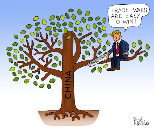 Cartoon: Donald Trump and China (medium) by Pascal Kirchmair tagged trade,wars,are,easy,to,win,war,president,potus,donald,trump,china,guerra,economique,economica,comercial,commerciale,usa,pascal,kirchmair,handelskrieg,humour,gag,umorismo,umore,spirito,humor,lustig,illustration,drawing,zeichnung,political,cartoon,caricature,politische,karikatur,ilustracion,dibujo,desenho,ink,disegno,ilustracao,illustrazione,illustratie,dessin,de,presse,du,jour,art,of,the,day,tekening,teckning,cartum,vineta,comica,vignetta,caricatura,esprit,witz,politics,politique,politik,politica,trade,wars,are,easy,to,win,war,president,potus,donald,trump,china,guerra,economique,economica,comercial,commerciale,usa,pascal,kirchmair,handelskrieg,humour,gag,umorismo,umore,spirito,humor,lustig,illustration,drawing,zeichnung,political,cartoon,caricature,politische,karikatur,ilustracion,dibujo,desenho,ink,disegno,ilustracao,illustrazione,illustratie,dessin,de,presse,du,jour,art,of,the,day,tekening,teckning,cartum,vineta,comica,vignetta,caricatura,esprit,witz,politics,politique,politik,politica