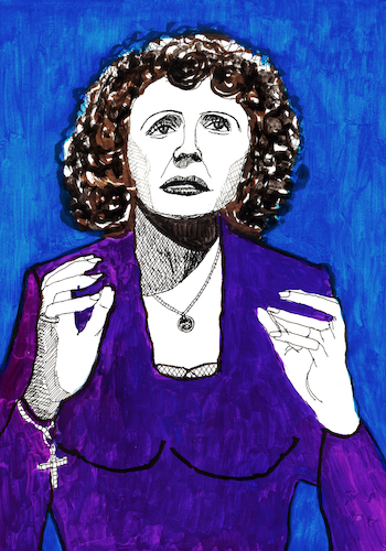 Cartoon: Edith Piaf (medium) by Pascal Kirchmair tagged la,mome,edith,piaf,der,kleine,spatz,von,paris,france,frankreich,francia,musik,musiker,musician,music,singer,songwriter,composer,illustration,ink,drawing,tusche,zeichnung,gouache,pascal,kirchmair,cartoon,caricature,karikatur,ilustracion,dibujo,desenho,disegno,ilustracao,illustrazione,illustratie,dessin,de,presse,du,jour,art,of,the,day,tekening,teckning,cartum,vineta,comica,vignetta,caricatura,portrait,portret,retrato,ritratto,porträt,sur,papier,vie,en,rose,milord,non,je,ne,regrette,rien,gassion,mon,legionnaire,la,mome,edith,piaf,der,kleine,spatz,von,paris,france,frankreich,francia,musik,musiker,musician,music,singer,songwriter,composer,illustration,ink,drawing,tusche,zeichnung,gouache,pascal,kirchmair,cartoon,caricature,karikatur,ilustracion,dibujo,desenho,disegno,ilustracao,illustrazione,illustratie,dessin,de,presse,du,jour,art,of,the,day,tekening,teckning,cartum,vineta,comica,vignetta,caricatura,portrait,portret,retrato,ritratto,porträt,sur,papier,vie,en,rose,milord,non,je,ne,regrette,rien,gassion,mon,legionnaire