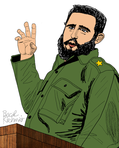 Fidel Castro By Pascal Kirchmair | Famous People Cartoon | TOONPOOL