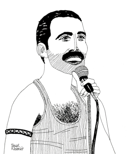 Freddie Mercury By Pascal Kirchmair | Famous People Cartoon | TOONPOOL