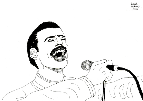 Freddie Mercury By Pascal Kirchmair | Famous People Cartoon | TOONPOOL