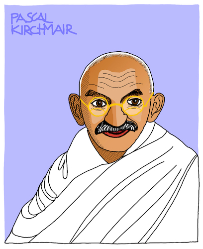 Mahatma Gandhi By Pascal Kirchmair | Famous People Cartoon | TOONPOOL