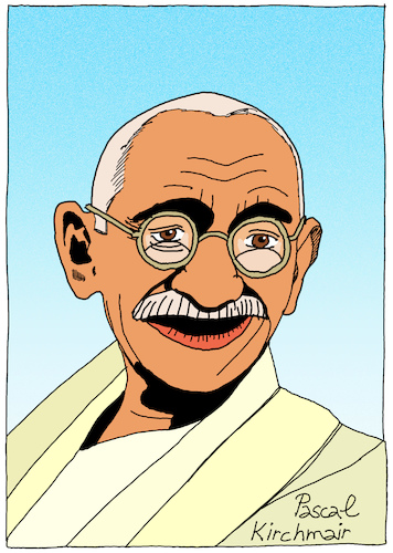 Mahatma Gandhi By Pascal Kirchmair | Famous People Cartoon | TOONPOOL