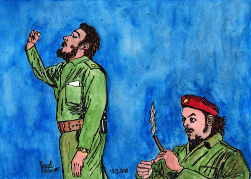 Cartoon: Revolucion cubana (medium) by Pascal Kirchmair tagged revolucionarios,fidel,castro,che,guevara,revolucion,cubana,cuba,kuba,kubanische,revolution,havanna,speech,rede,habana,la,havane,havana,avana,rivoluzione,revolucao,guerrilleros,guerrilla,caricature,karikatur,ilustracion,illustration,pascal,kirchmair,dibujo,desenho,drawing,zeichnung,disegno,ilustracao,illustrazione,illustratie,dessin,de,presse,du,jour,art,of,the,day,tekening,teckning,cartum,vineta,comica,vignetta,caricatura,portrait,retrato,ritratto,portret,porträt,discurso,discours,discorso,watercolor,watercolour,ink,tusche,revolucionarios,fidel,castro,che,guevara,revolucion,cubana,cuba,kuba,kubanische,revolution,havanna,speech,rede,habana,la,havane,havana,avana,rivoluzione,revolucao,guerrilleros,guerrilla,caricature,karikatur,ilustracion,illustration,pascal,kirchmair,dibujo,desenho,drawing,zeichnung,disegno,ilustracao,illustrazione,illustratie,dessin,de,presse,du,jour,art,of,the,day,tekening,teckning,cartum,vineta,comica,vignetta,caricatura,portrait,retrato,ritratto,portret,porträt,discurso,discours,discorso,watercolor,watercolour,ink,tusche