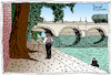 Cartoon: The Pont-Neuf painter (small) by Pascal Kirchmair tagged peintre,pont,neuf,maler,pintor,pittore,pascal,kirchmair,illustration,ilustracion,ilustracao,illustrazione,illustratie,paris,parigi,drawing,dessin,zeichnung,disegno,dibujo,desenho,tekening,teckning,cartum,cartoon,painter