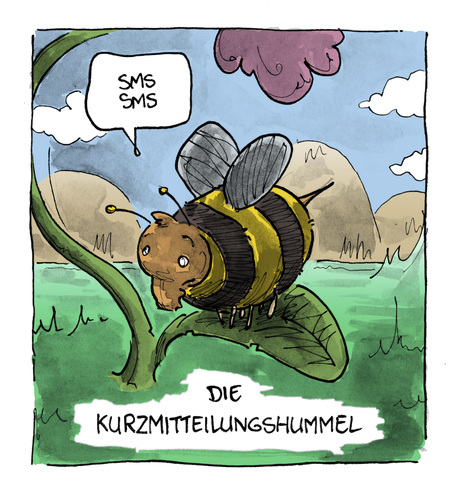 Cartoon: Shortmessagebumblebee (medium) by Bülow tagged bumblebee,hummel,sms,handy,mobile,short,message,shortmessage,natur,nature,animalstiere,tierwelt,fauna,insekt,insect,insekten,insects,bumblebee,hummel,sms,handy,mobile,short,message,insekten,fauna,tierwelt,natur,telefon,mobiltelefon,technik,fortschritt,entwicklung,kommunikation,austrausch,nachrichten,tiere,tier,sounds