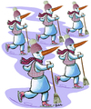 Cartoon: Invasion der Schneefrauen (small) by BiSch tagged winter schneemann schneefrau weihnachten mütze schlittschuh besen karotte
