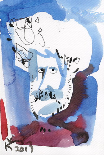 Cartoon: Autocaricature 4 (medium) by Kestutis tagged postcard,caricature,portrait,sketch,watercolor,autocaricature,kestutis,lithuania