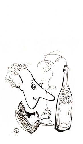 Cartoon: Grapa aromatica (medium) by Kestutis tagged grapa,alcohol,smell,grape,italy,kestutis,lithuania,holiday