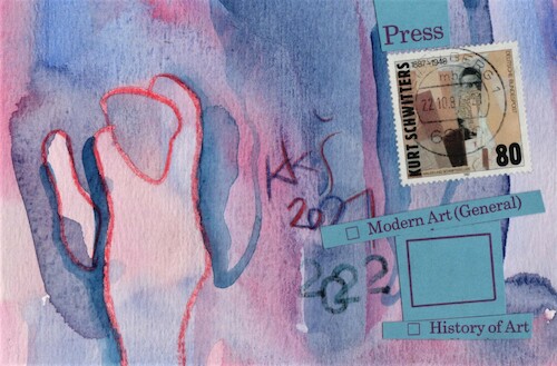 Cartoon: Kurt Schwitters. Dadaist (medium) by Kestutis tagged dada,postcard,schwitters,painter,writer,art,philately,kunst,kestutis,lithuania