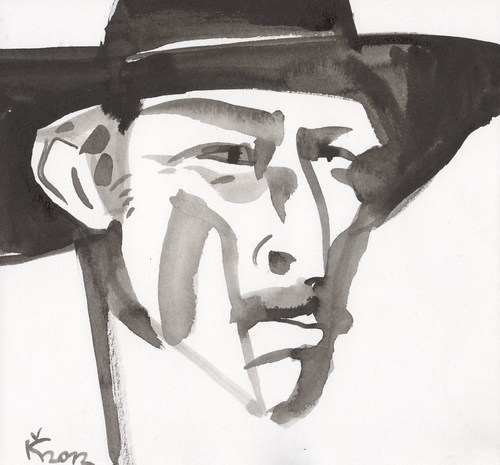 Cartoon: LEE VAN CLEEF (medium) by Kestutis tagged caricature,movie,film,sketch,cleef,van,lee