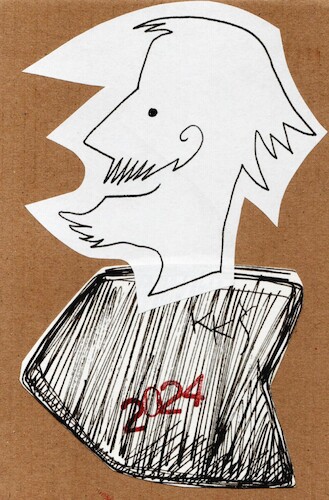 Cartoon: One-line portrait (medium) by Kestutis tagged oneline,portrait,dada,postcard,art,kunst,kestutis,lithuania