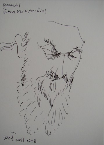 Cartoon: Painter Romas Zmuidzinavicius (medium) by Kestutis tagged sketch,kestutis,lithuania,art,kunst