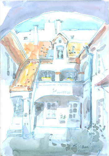 Cartoon: Vilnius. Lithuania (medium) by Kestutis tagged lithuania,vilnius,watercolor,summer,kestutis