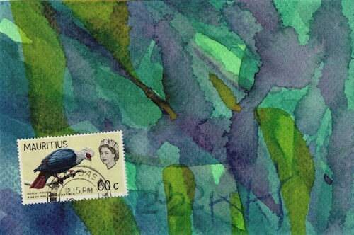 Cartoon: Bird is a mysterious work of art (medium) by Kestutis tagged philately,bird,mysterious,work,art,dada,postcard,kestutis,lithuania